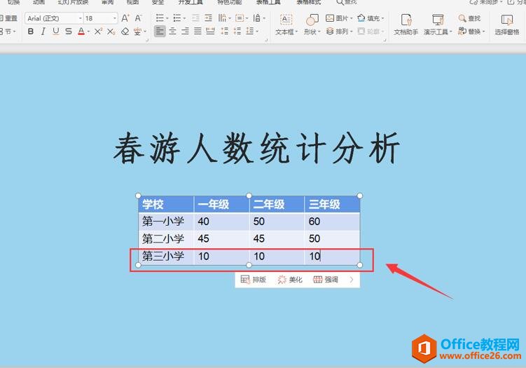 数据放不下了，PPT表格怎么增加一行4