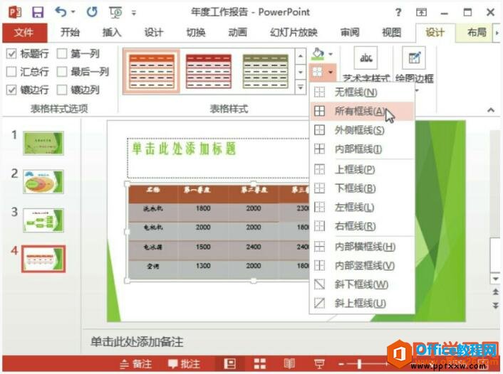 16232r444-4 设置ppt表格的边框