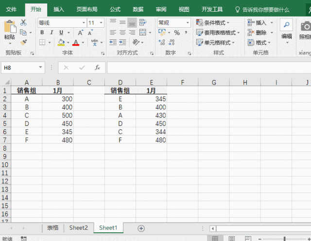 图片[6]-excel 同表格中两列数据找不同 不同表格中两列数据找不同 实现动画教程 - 利剑分享-科技生活-利剑分享-科技生活