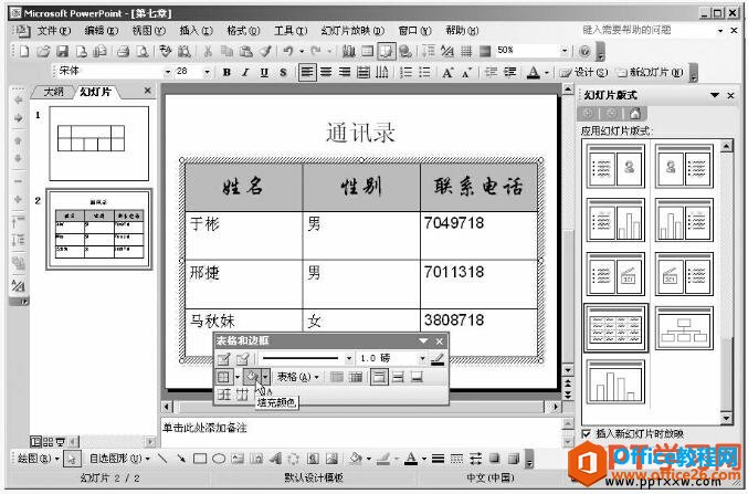 PPT为表格添加填充颜色和填充效果-利剑分享-科技生活