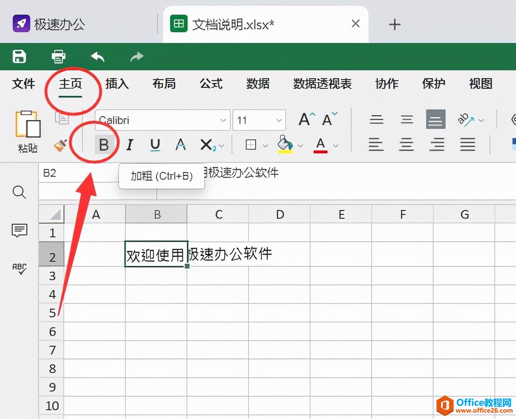 表格中怎么加粗字体