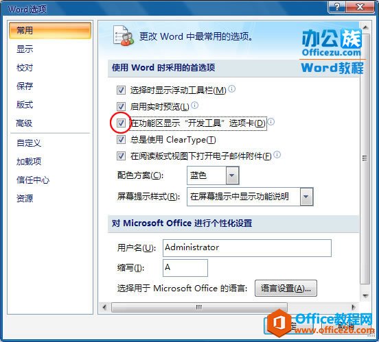 22463gl5-3 勾选“在功能区显示‘开发工具’选项卡”