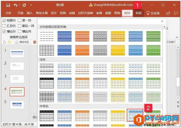 如何给PPT 2019幻灯片中设置表格样式、底纹、边框的操作方法-利剑分享-科技生活