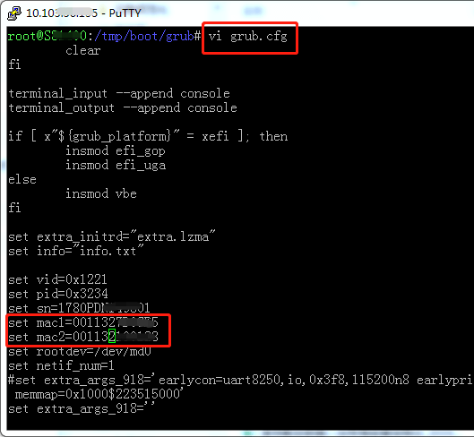 vim修改grub.cfg文件 SSH在线修改黑群晖DS3617 DS918+的SN/MAC 群晖NAS 第2张 SSH在线修改黑群晖DS3617 DS918+的SN/MAC 群晖NAS 第2张